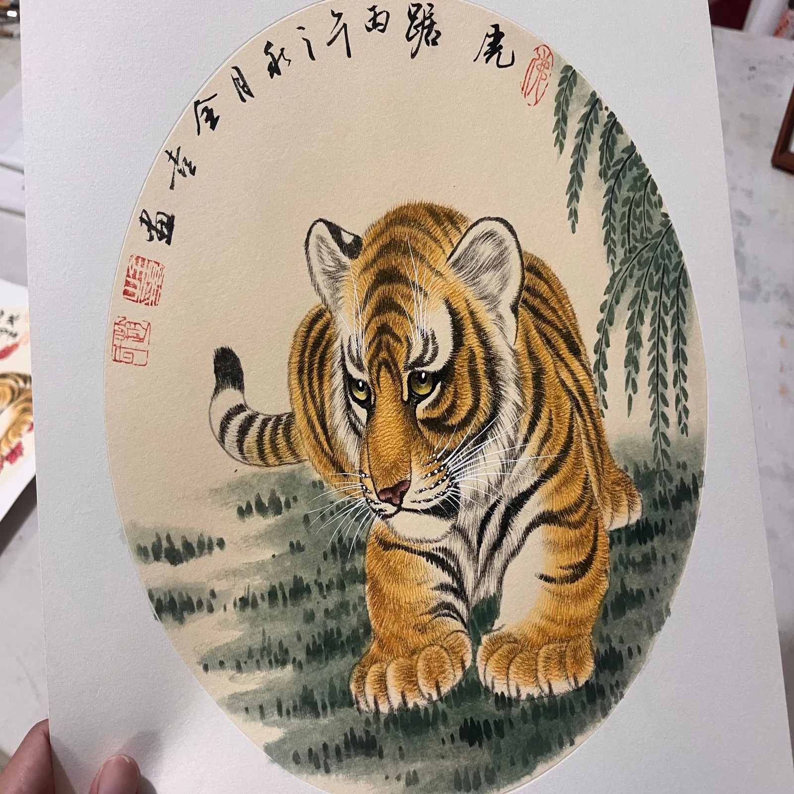 Roar of the Mountain Forest | Round-Fan Chinese Tiger Painting tiger painting view 2