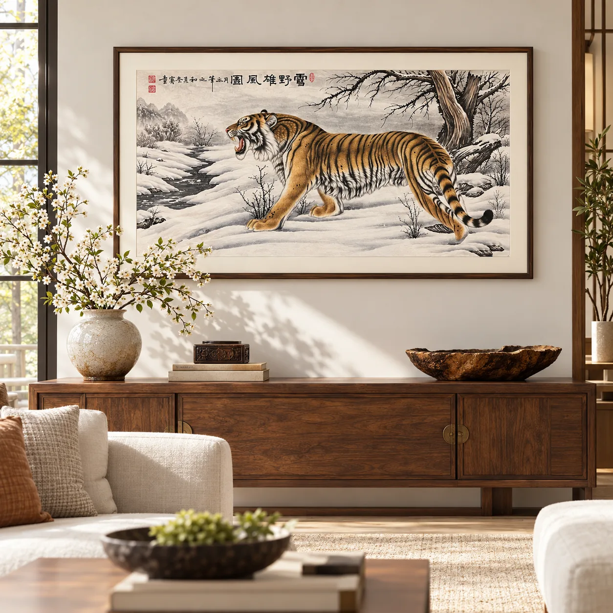 Roaring Snowfield Tiger | Winter Chinese Painting tiger painting view 7