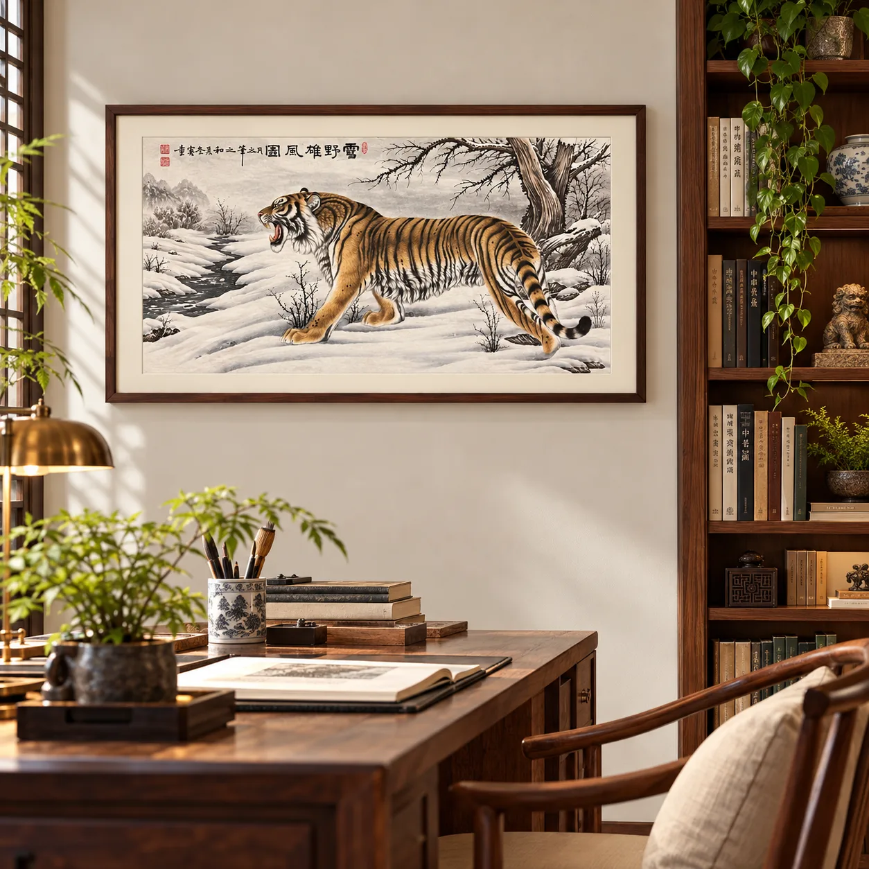 Roaring Snowfield Tiger | Winter Chinese Painting tiger painting view 8