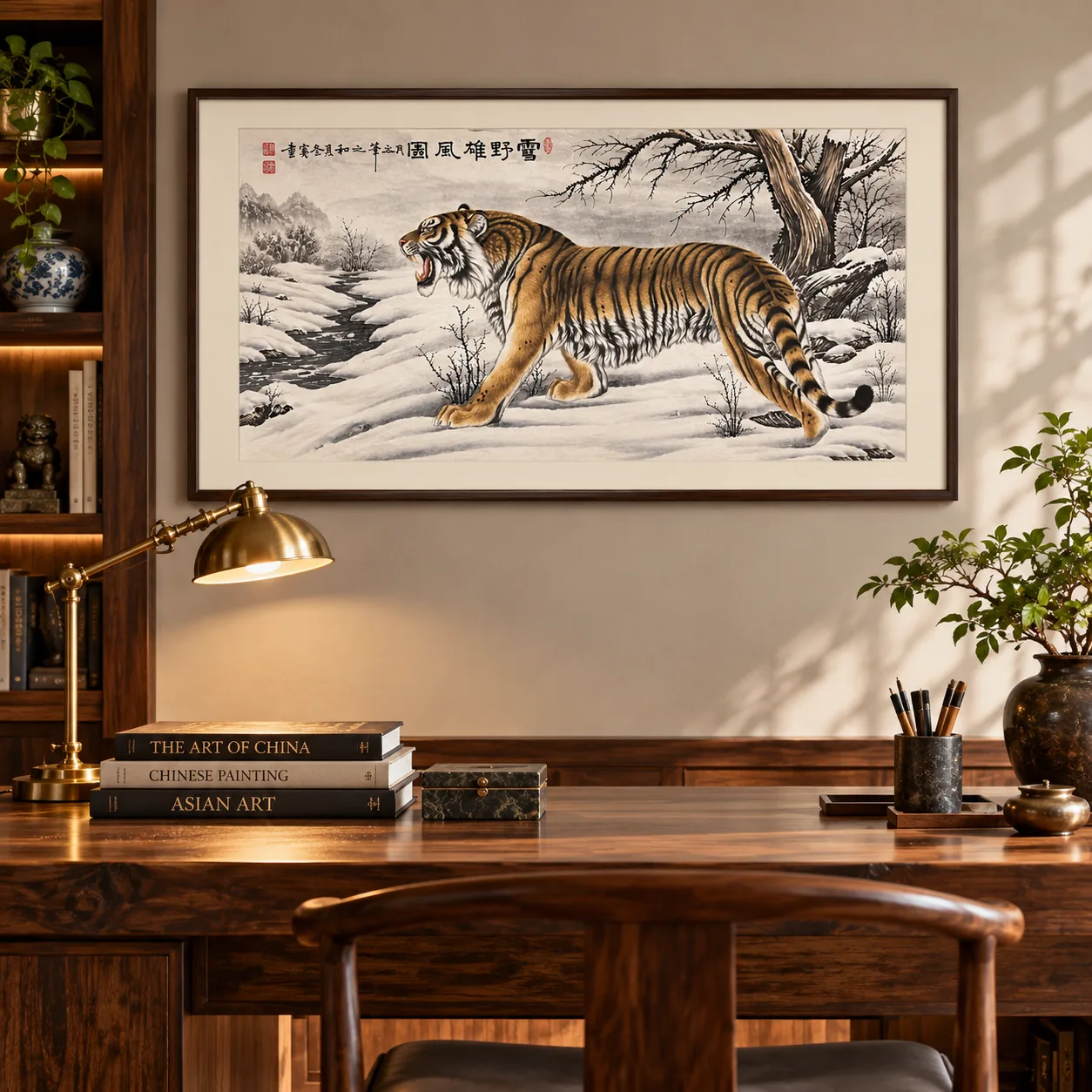 Roaring Snowfield Tiger | Winter Chinese Painting tiger painting view 9