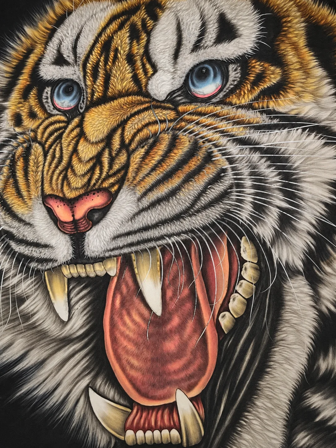 Roaring Tiger | Bold Ink and Colour Tiger Portrait tiger painting view 2