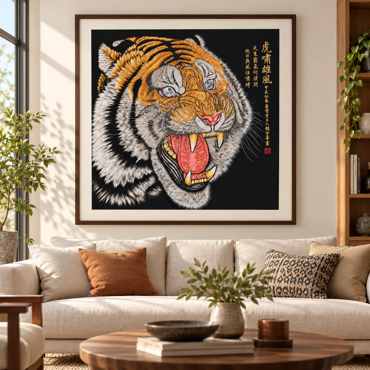 Roaring Tiger on Black | Chinese Ink Tiger Painting tiger painting view 7