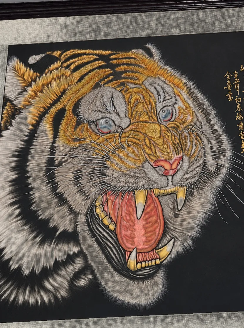 Roaring Tiger on Black | Chinese Ink Tiger Painting tiger painting view 2