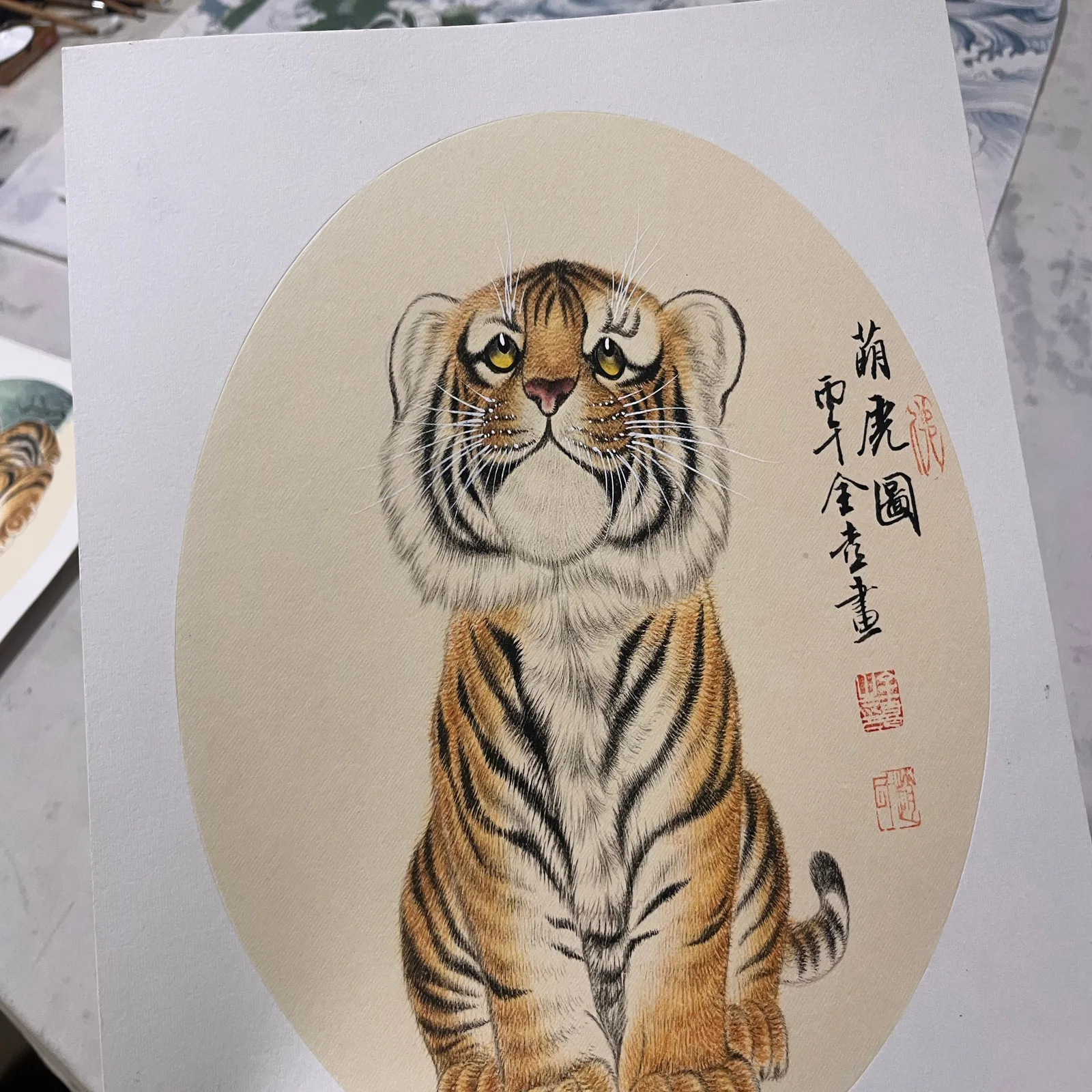 Round-Cheeked Tiger Cub | Cute Chinese Painting tiger painting view 2