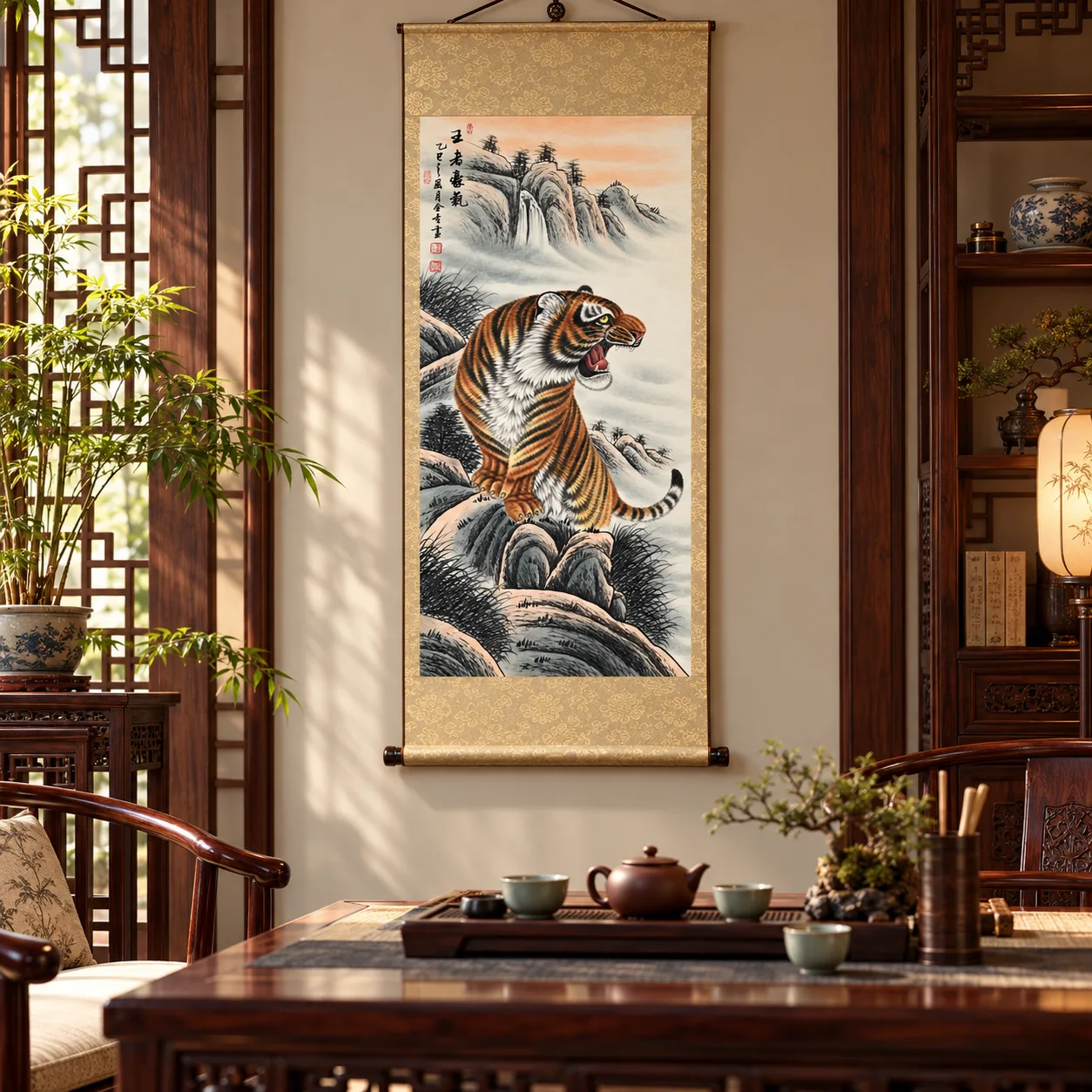 Royal Boldness | Tiger on the Mountain Path tiger painting view 11