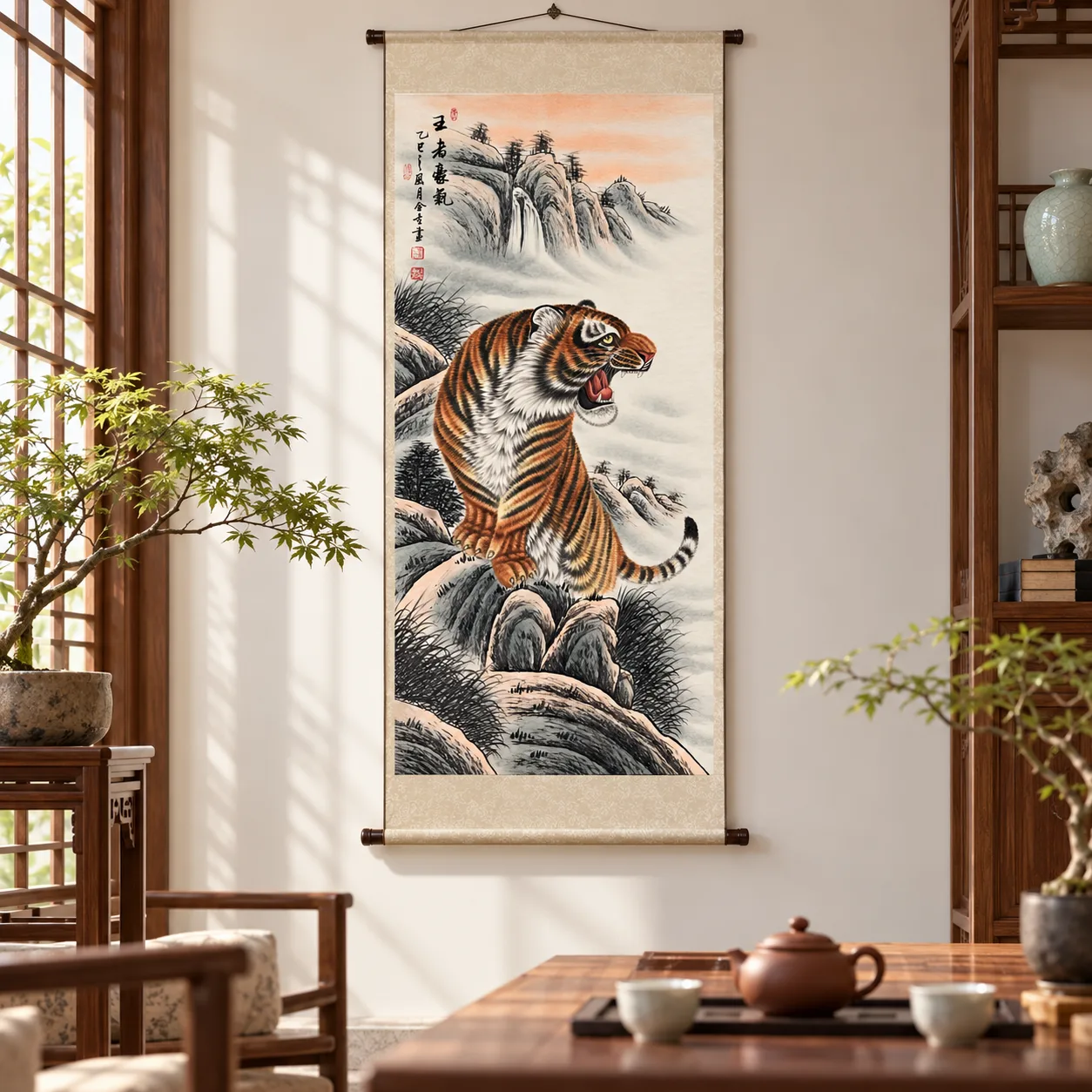 Royal Boldness | Tiger on the Mountain Path tiger painting view 6