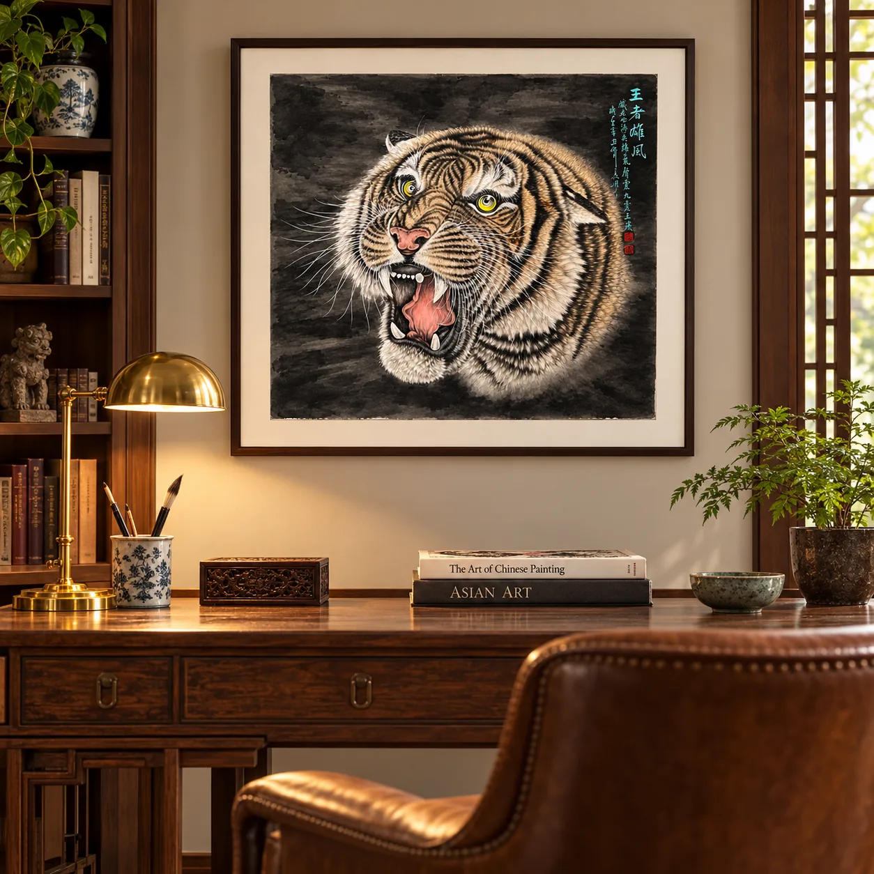 Royal Valor | Silver-Coated Roaring Tiger Painting tiger painting view 11