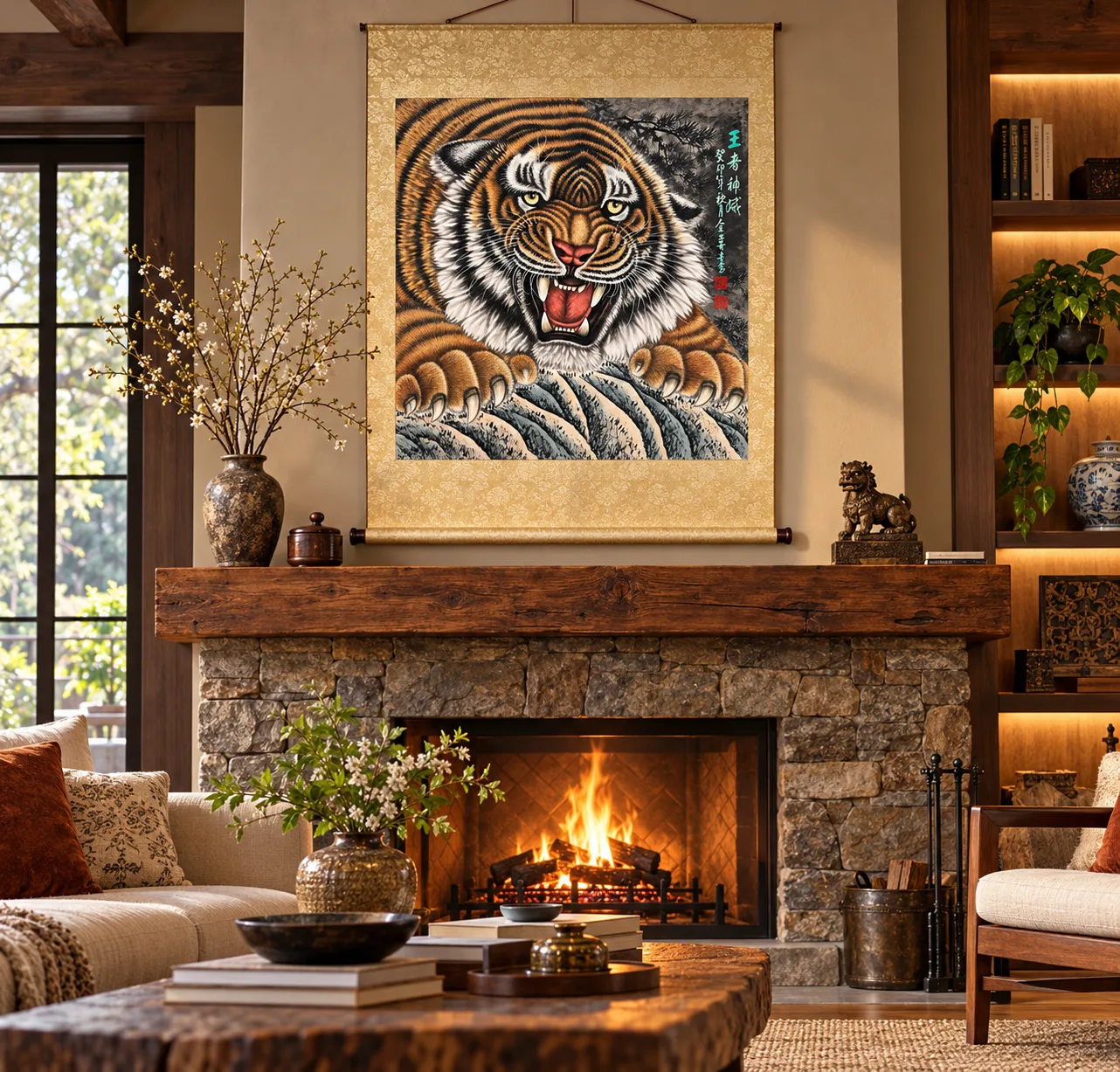 The King's Divine Might | Front-Facing Roaring Tiger tiger painting view 4
