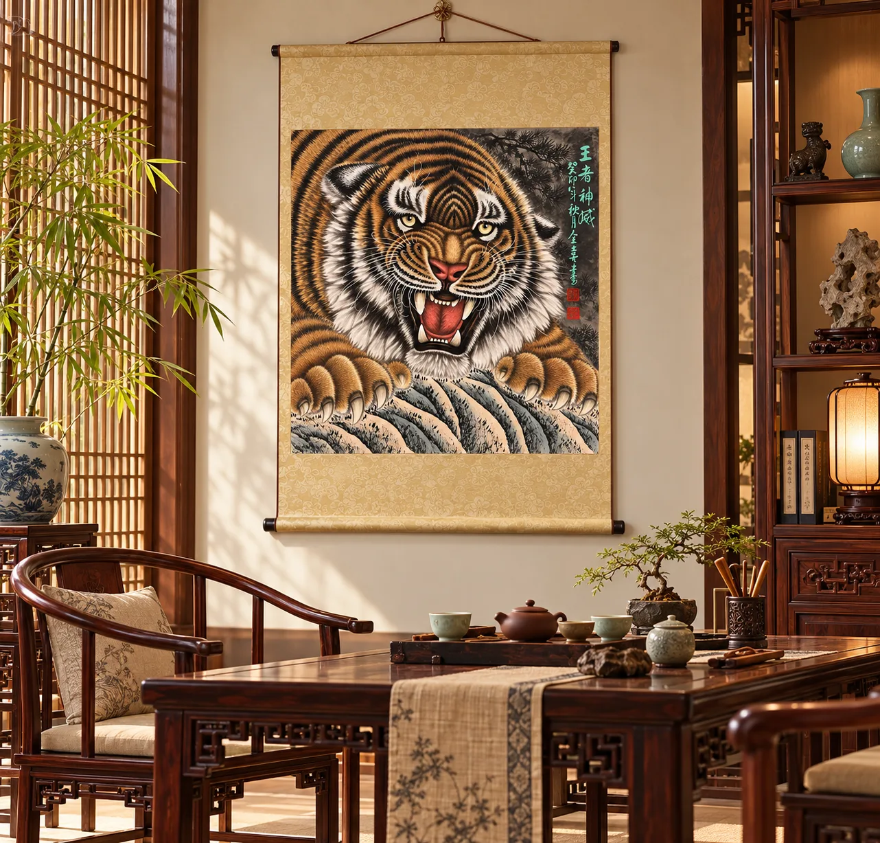 The King's Divine Might | Front-Facing Roaring Tiger tiger painting view 5