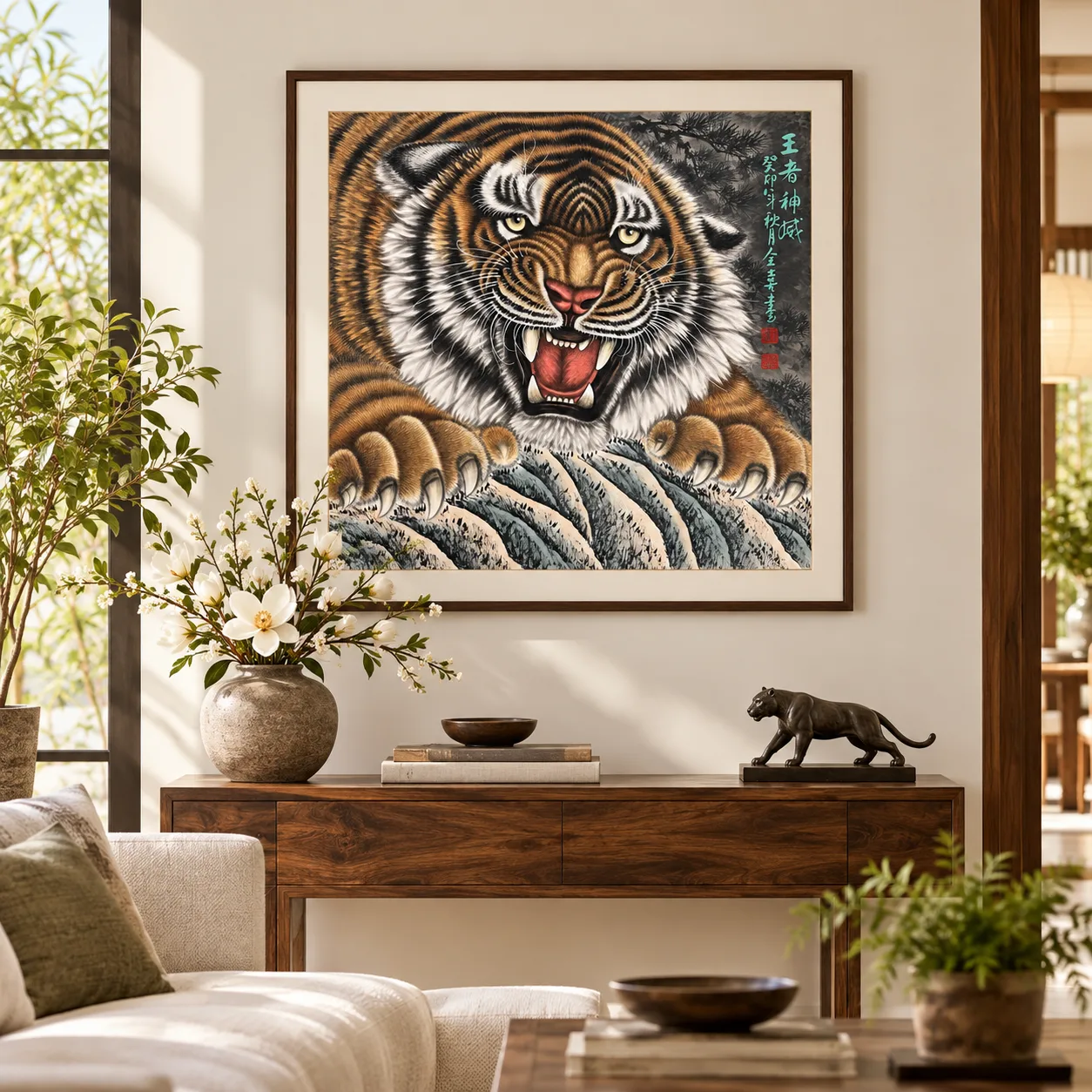 The King's Divine Might | Front-Facing Roaring Tiger tiger painting view 12
