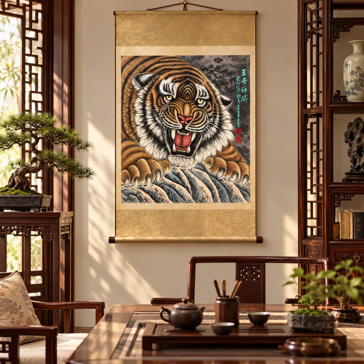 The King's Divine Might | Front-Facing Roaring Tiger tiger painting view 13