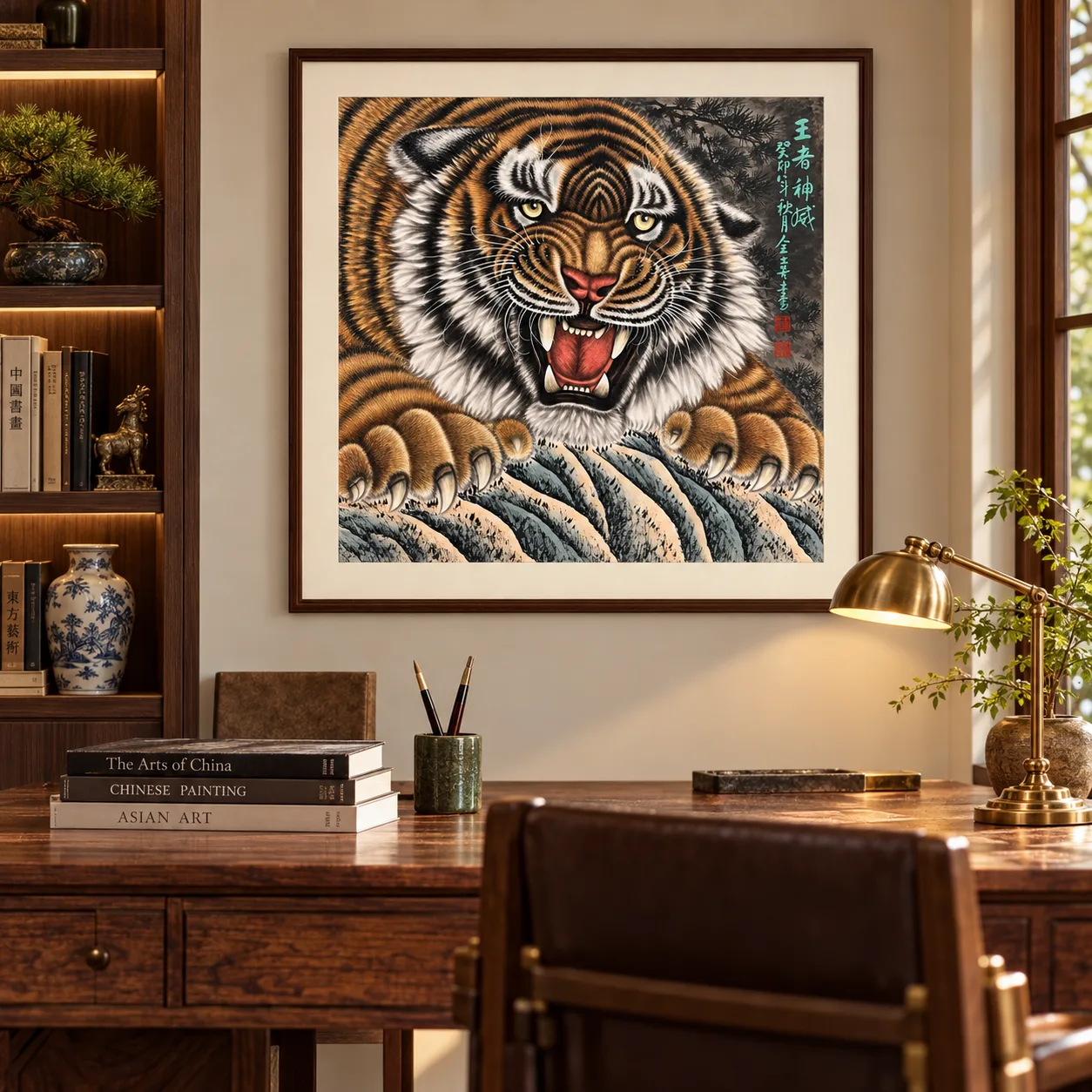 The King's Divine Might | Front-Facing Roaring Tiger tiger painting view 14