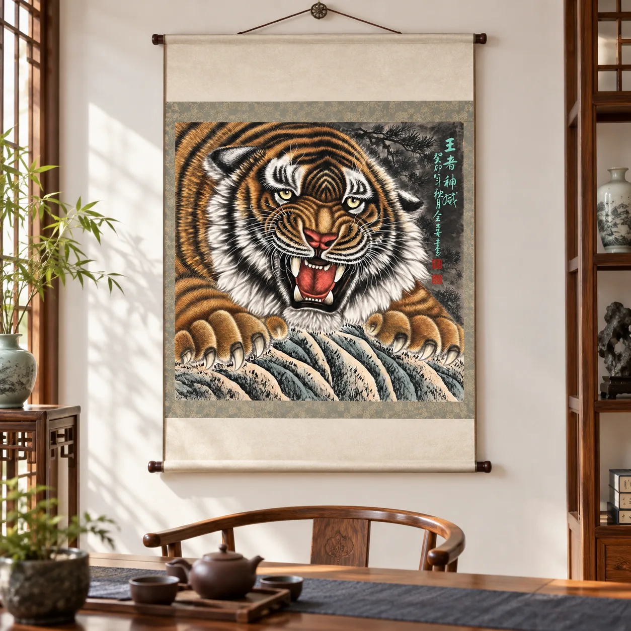 The King's Divine Might | Front-Facing Roaring Tiger tiger painting view 6