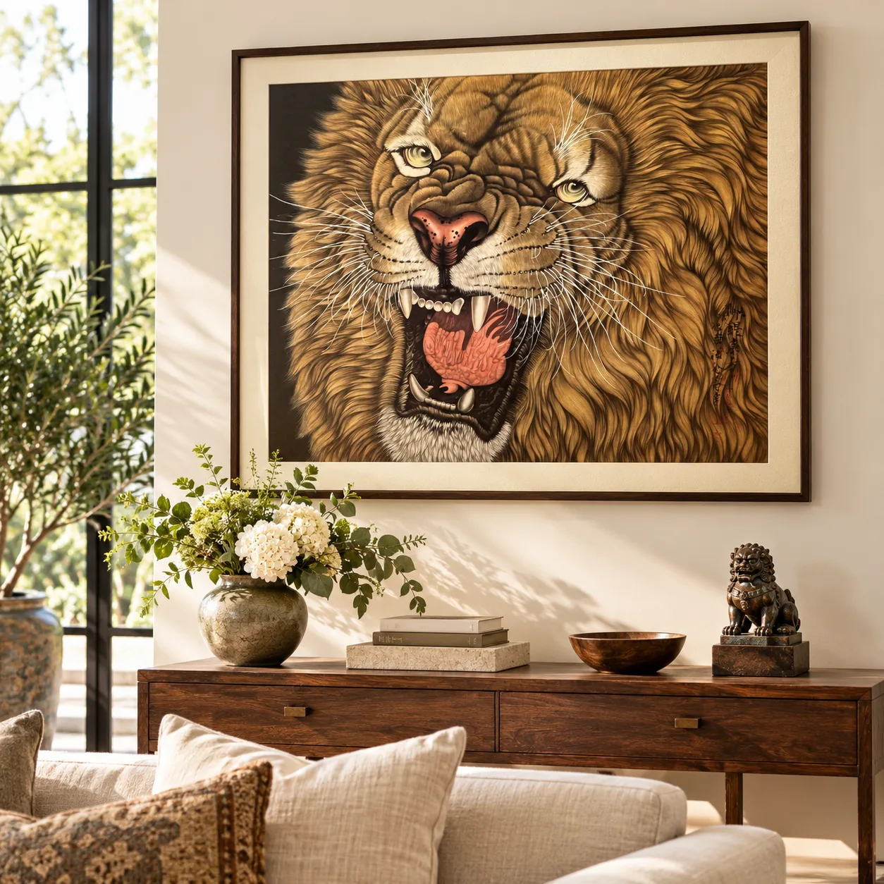 The Lion Awakens the East | Roaring Lion Head Painting tiger painting view 7