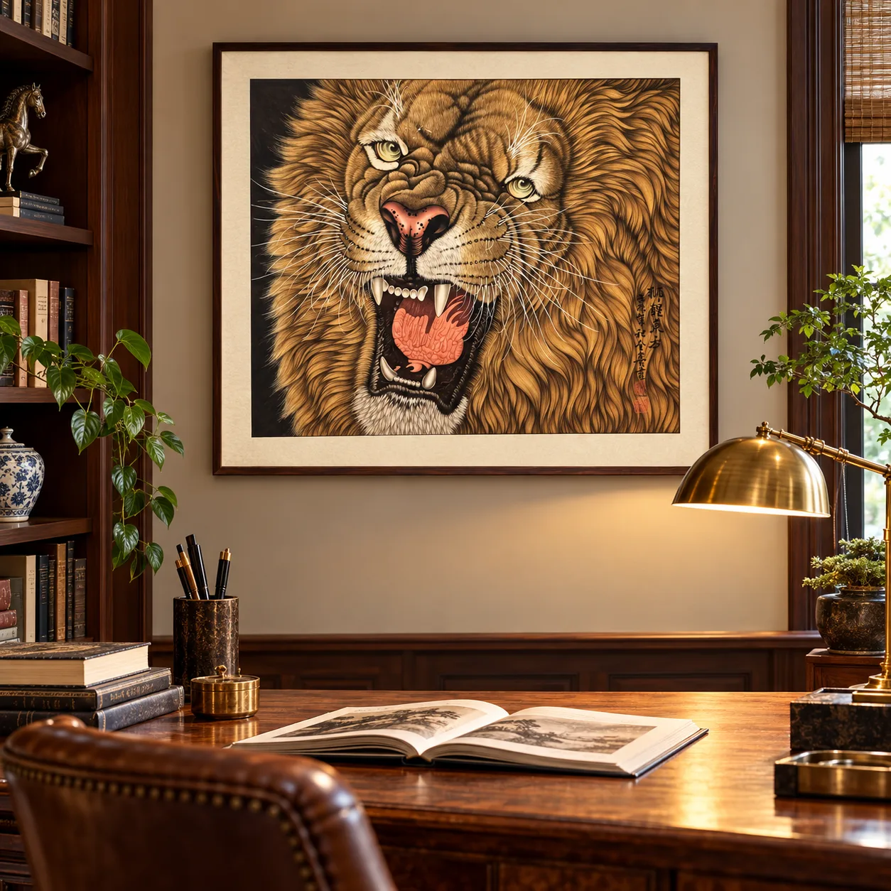 The Lion Awakens the East | Roaring Lion Head Painting tiger painting view 9