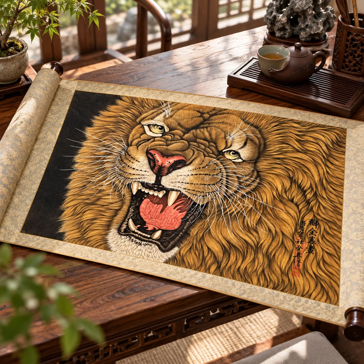The Lion Awakens the East | Roaring Lion Head Painting tiger painting view 3