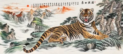Noble Spirit, Banner Format | Chinese Tiger Landscape