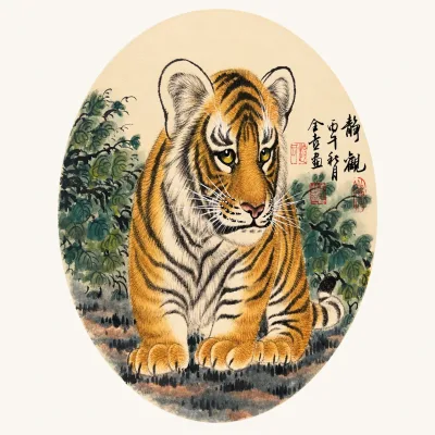 Quiet Observation | Chinese Tiger Cub Among Shrubs