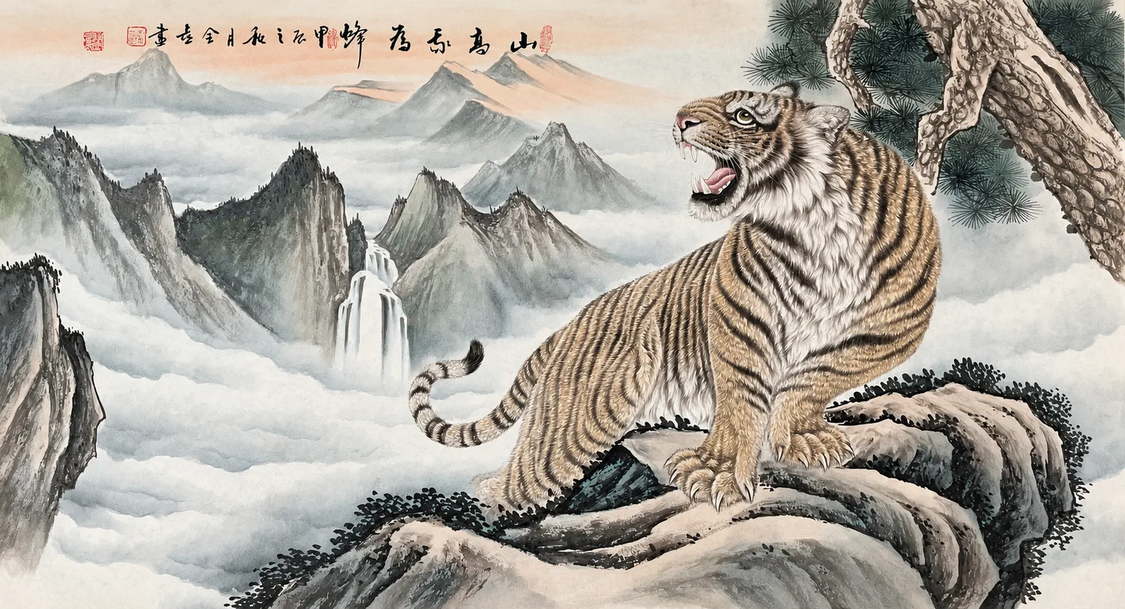 Tiger at the Summit | Chinese Mountain Painting