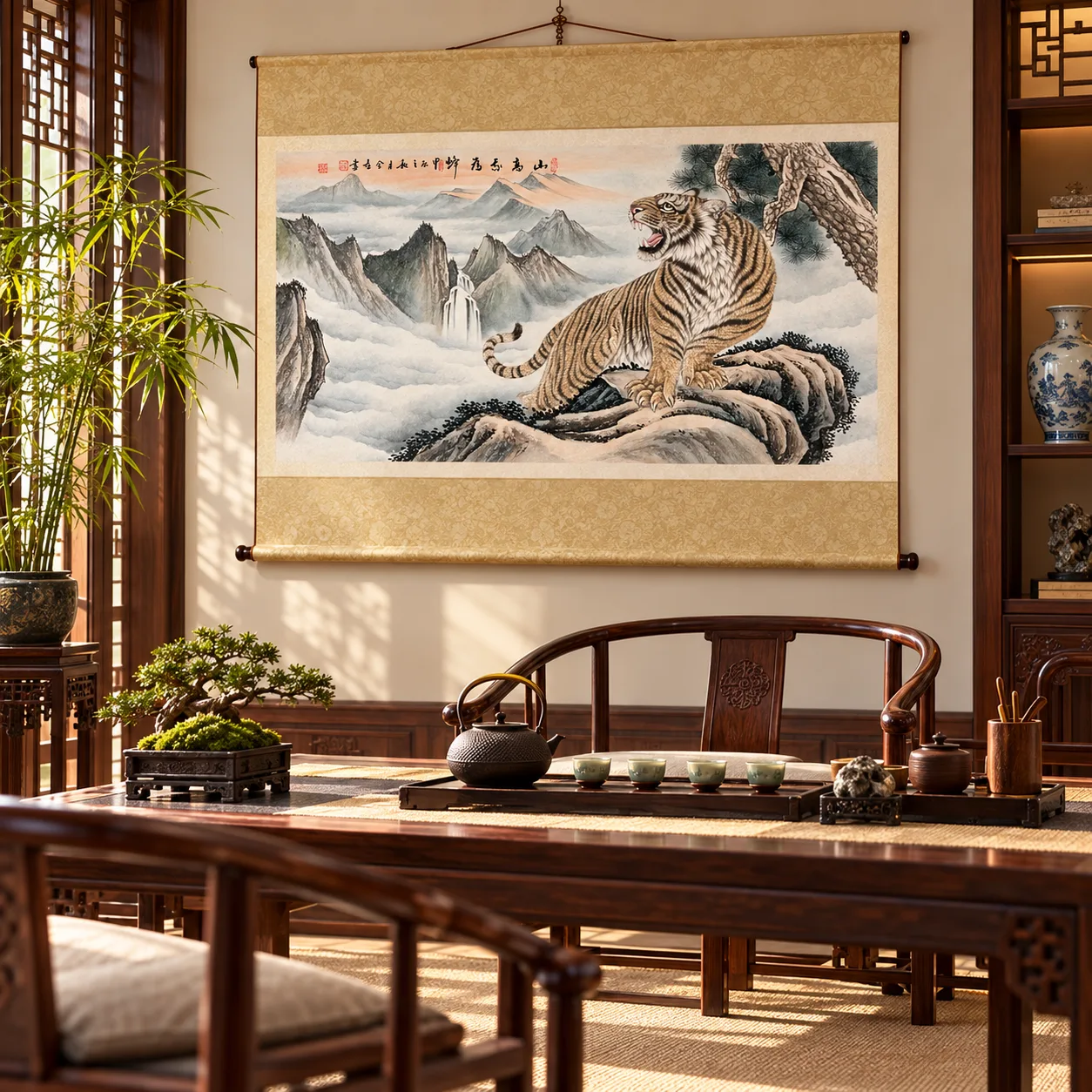 Tiger at the Summit | Chinese Mountain Painting tiger painting view 12