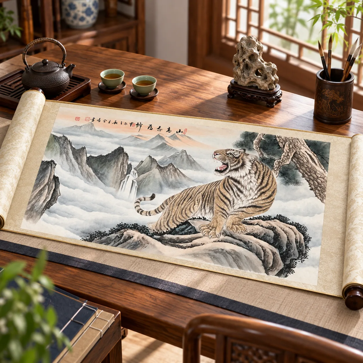 Tiger at the Summit | Chinese Mountain Painting tiger painting view 6