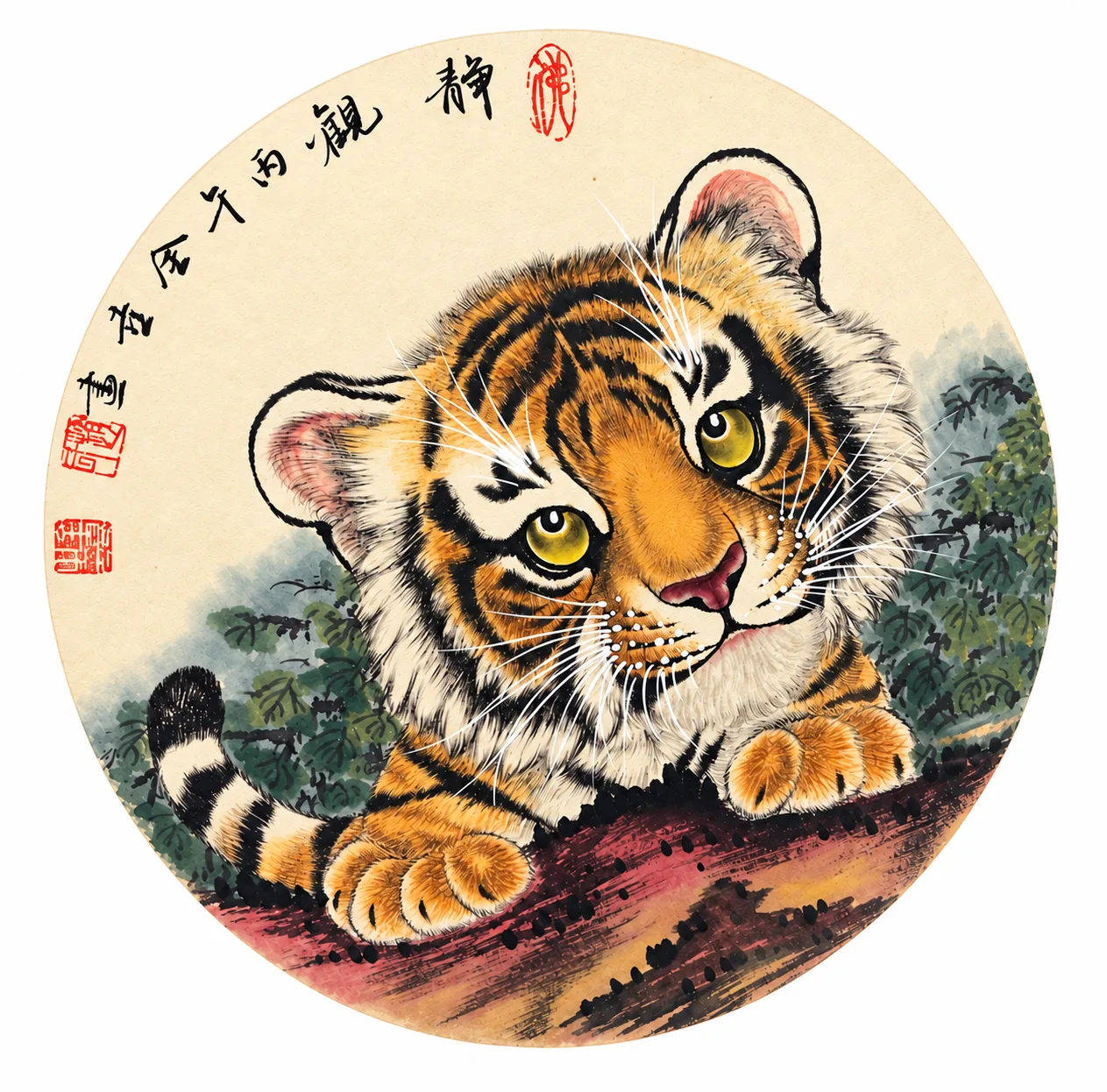 Tiger Cub of the Deep Mountains | Cute Chinese Painting
