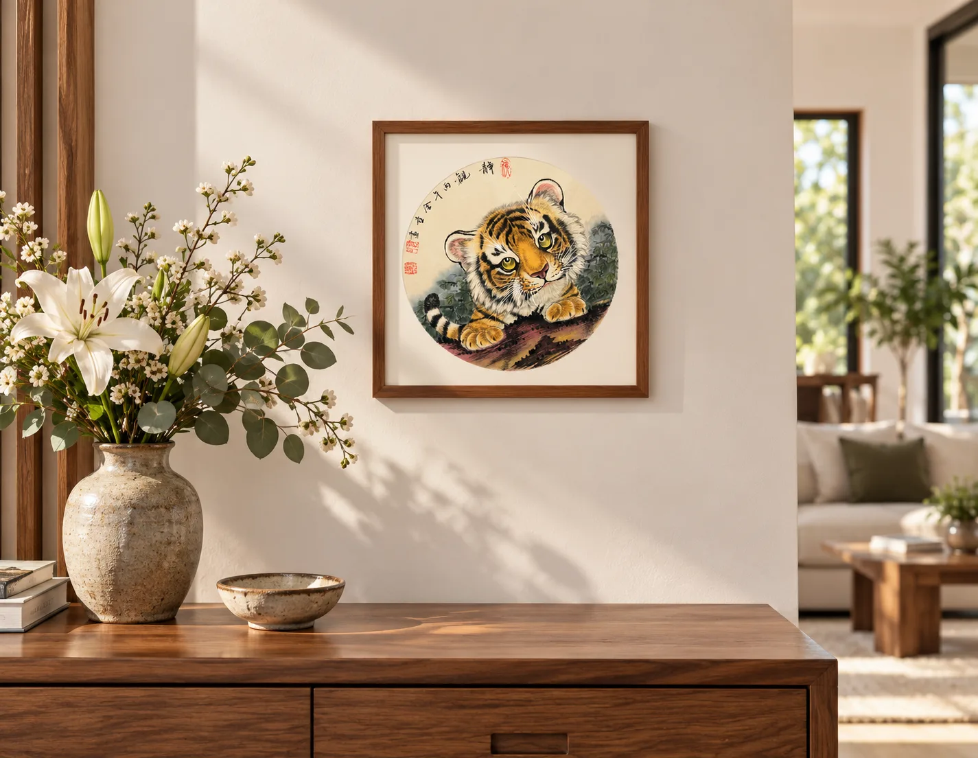 Tiger Cub of the Deep Mountains | Cute Chinese Painting tiger painting view 5