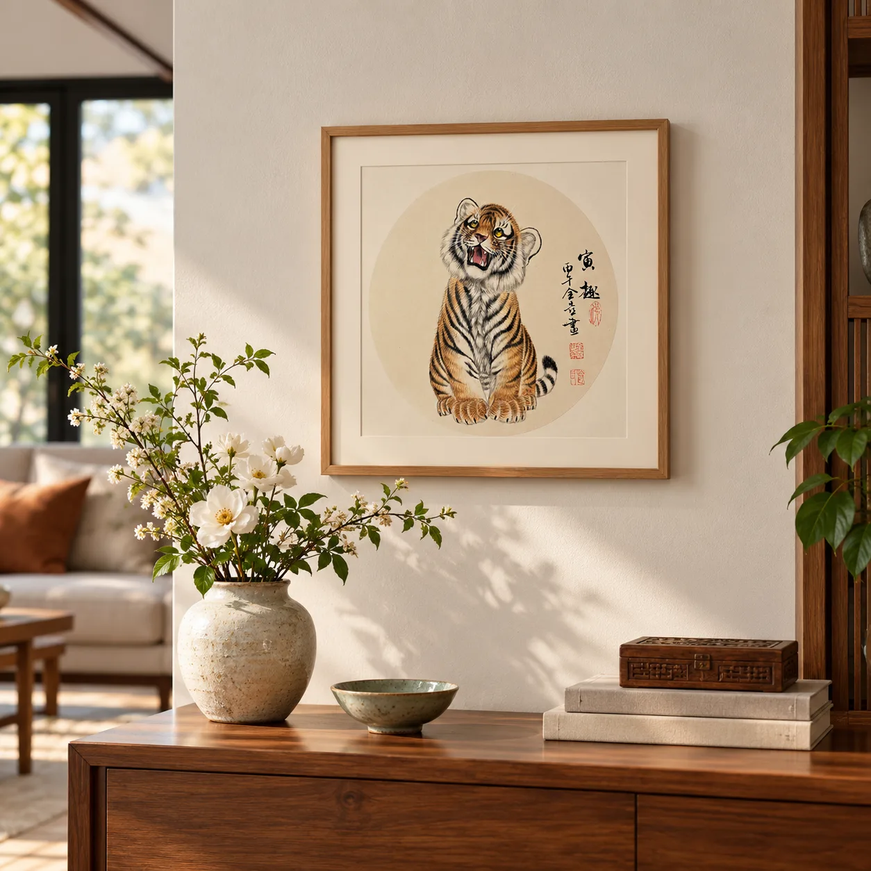 Tiger Cub's First Roar | Cute Chinese Painting tiger painting view 3