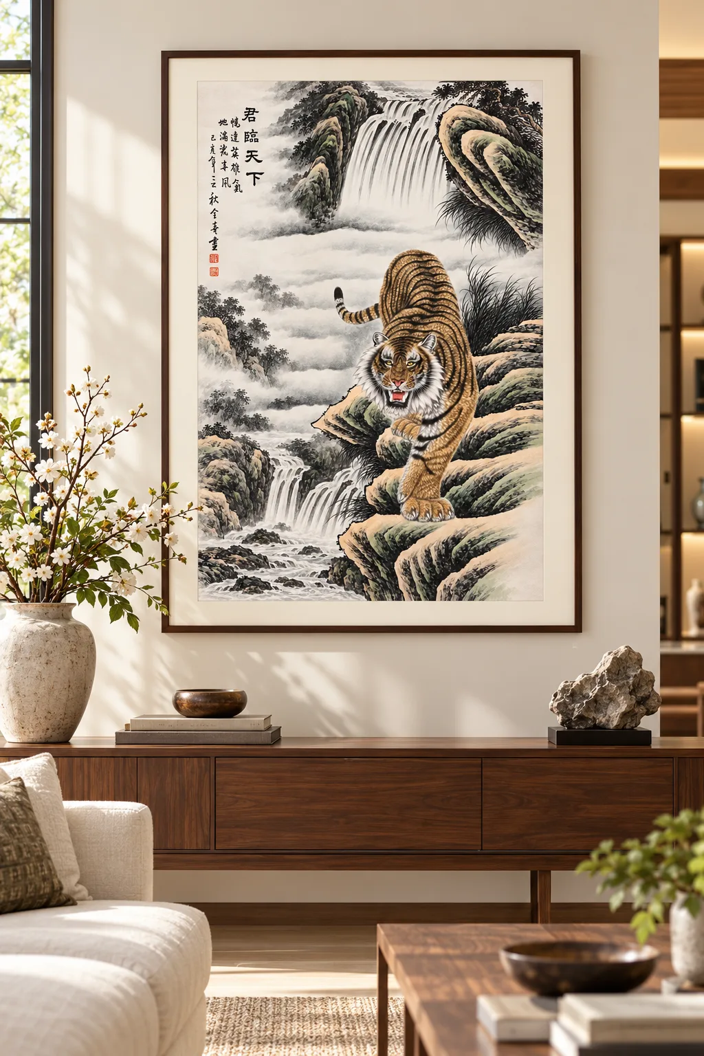 Tiger Descending the Misty Cliff | Chinese Mountain Painting tiger painting view 2