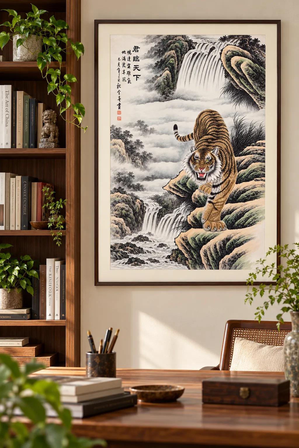Tiger Descending the Misty Cliff | Chinese Mountain Painting tiger painting view 3