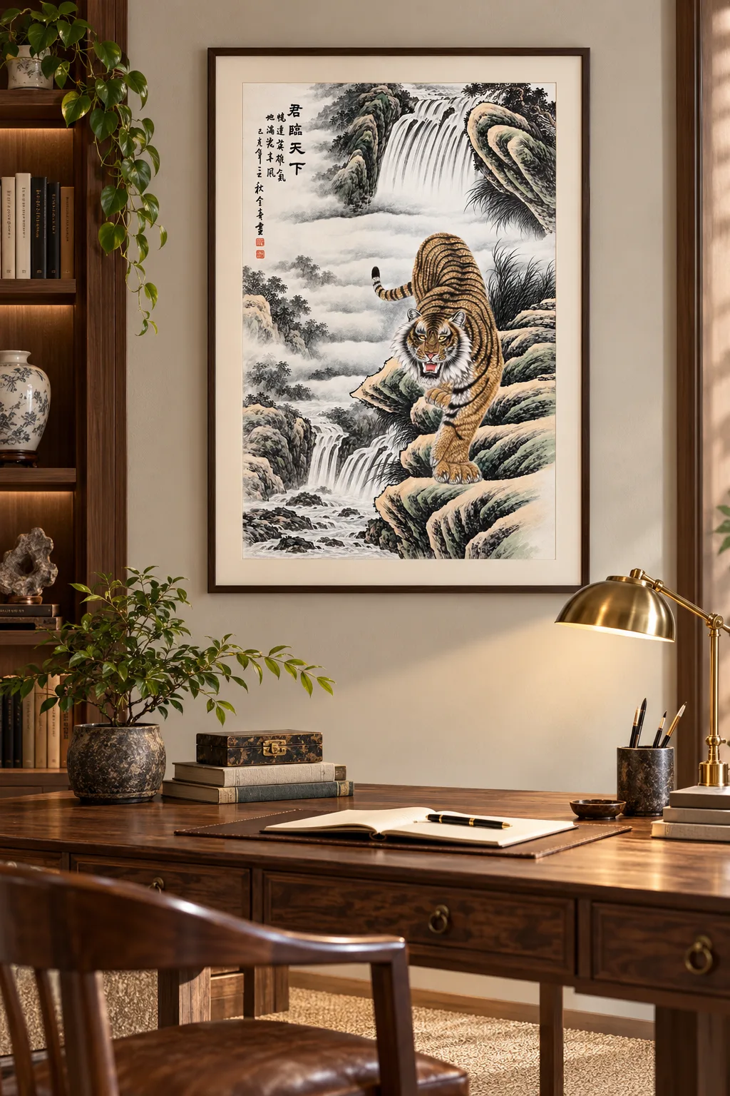 Tiger Descending the Misty Cliff | Chinese Mountain Painting tiger painting view 4