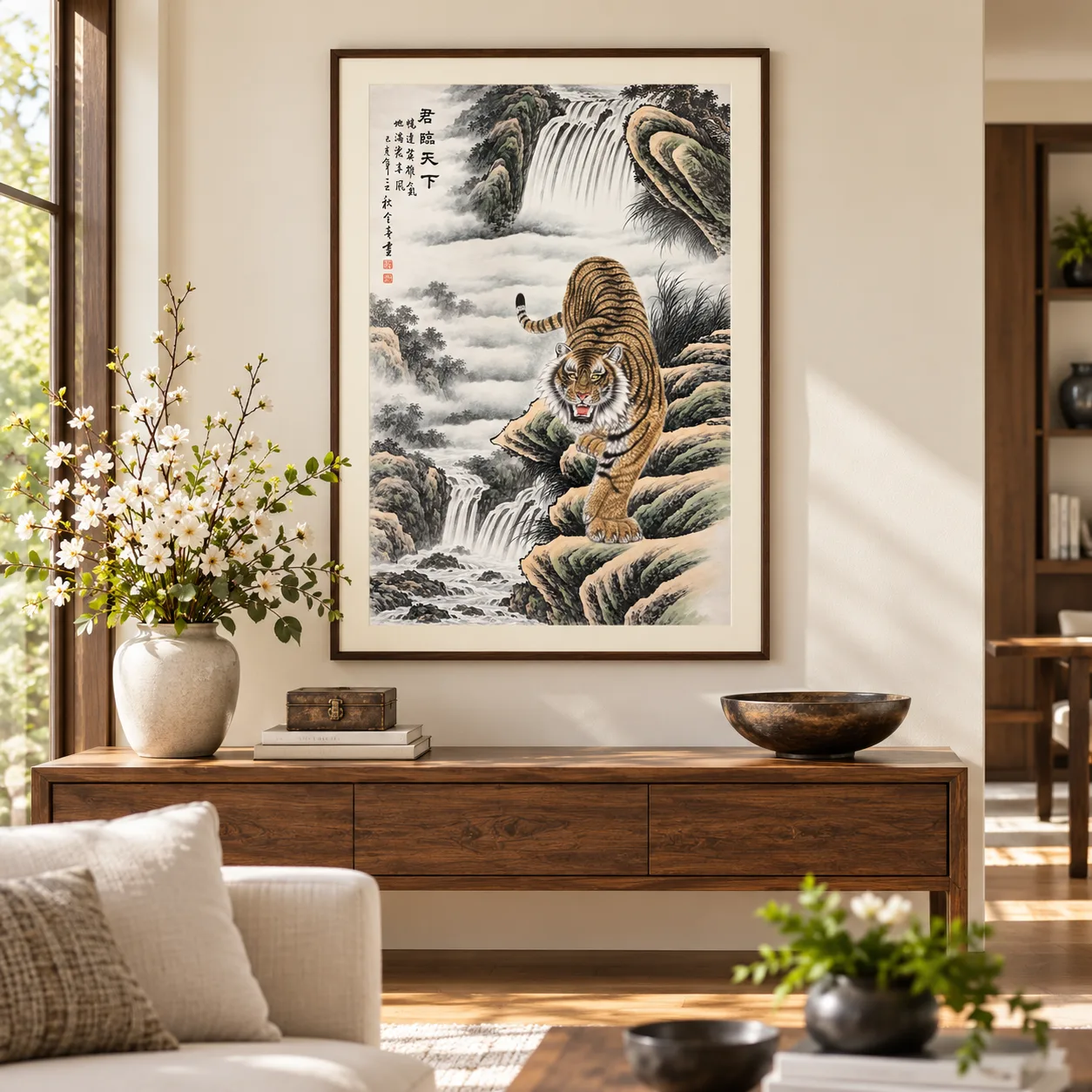Tiger Descending the Misty Cliff | Chinese Mountain Painting tiger painting view 9
