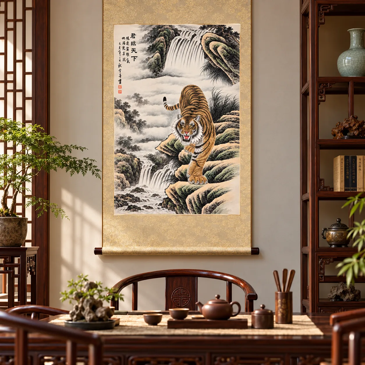 Tiger Descending the Misty Cliff | Chinese Mountain Painting tiger painting view 10