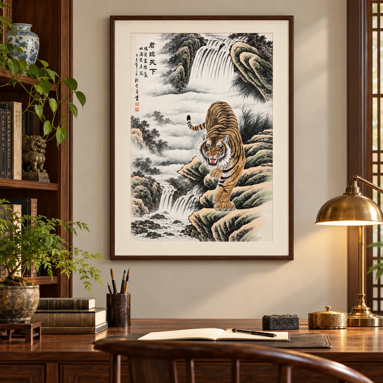 Tiger Descending the Misty Cliff | Chinese Mountain Painting tiger painting view 11