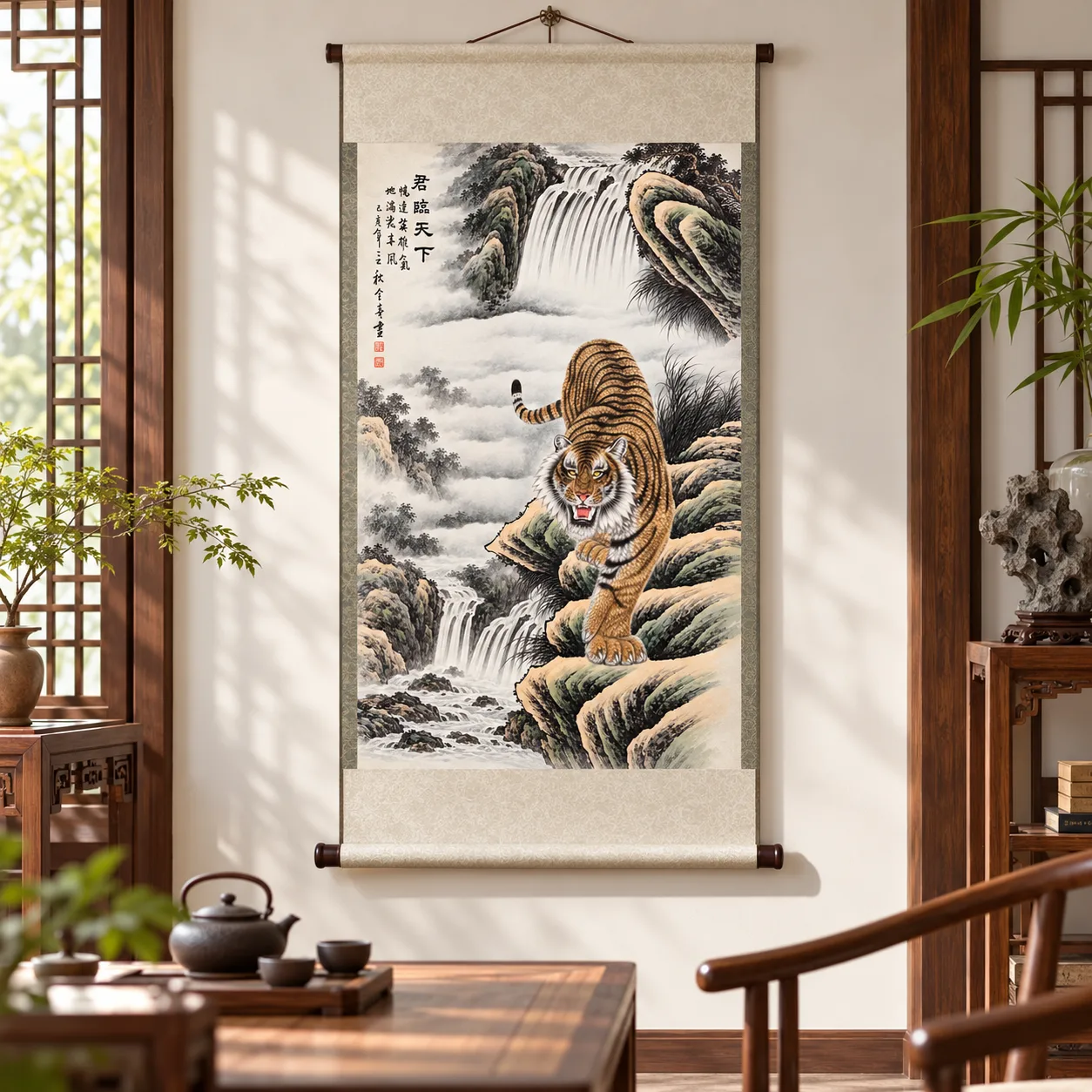 Tiger Descending the Misty Cliff | Chinese Mountain Painting tiger painting view 5