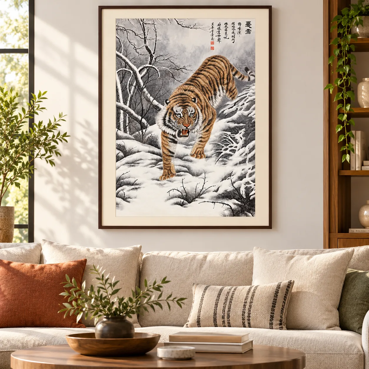Tiger Descending Through Snow | Winter Chinese Painting tiger painting view 9