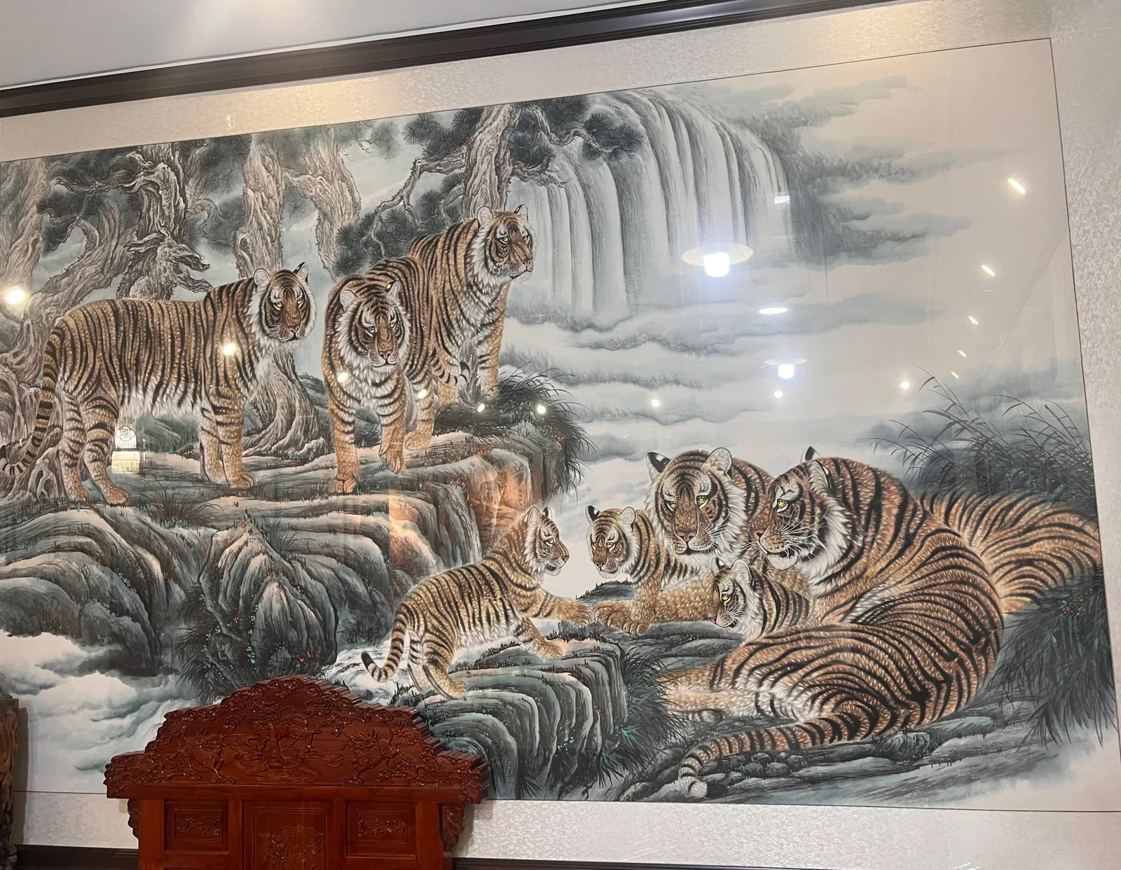Tiger Family in the Cloud Mountains | Mountain Tiger Scroll tiger painting view 2