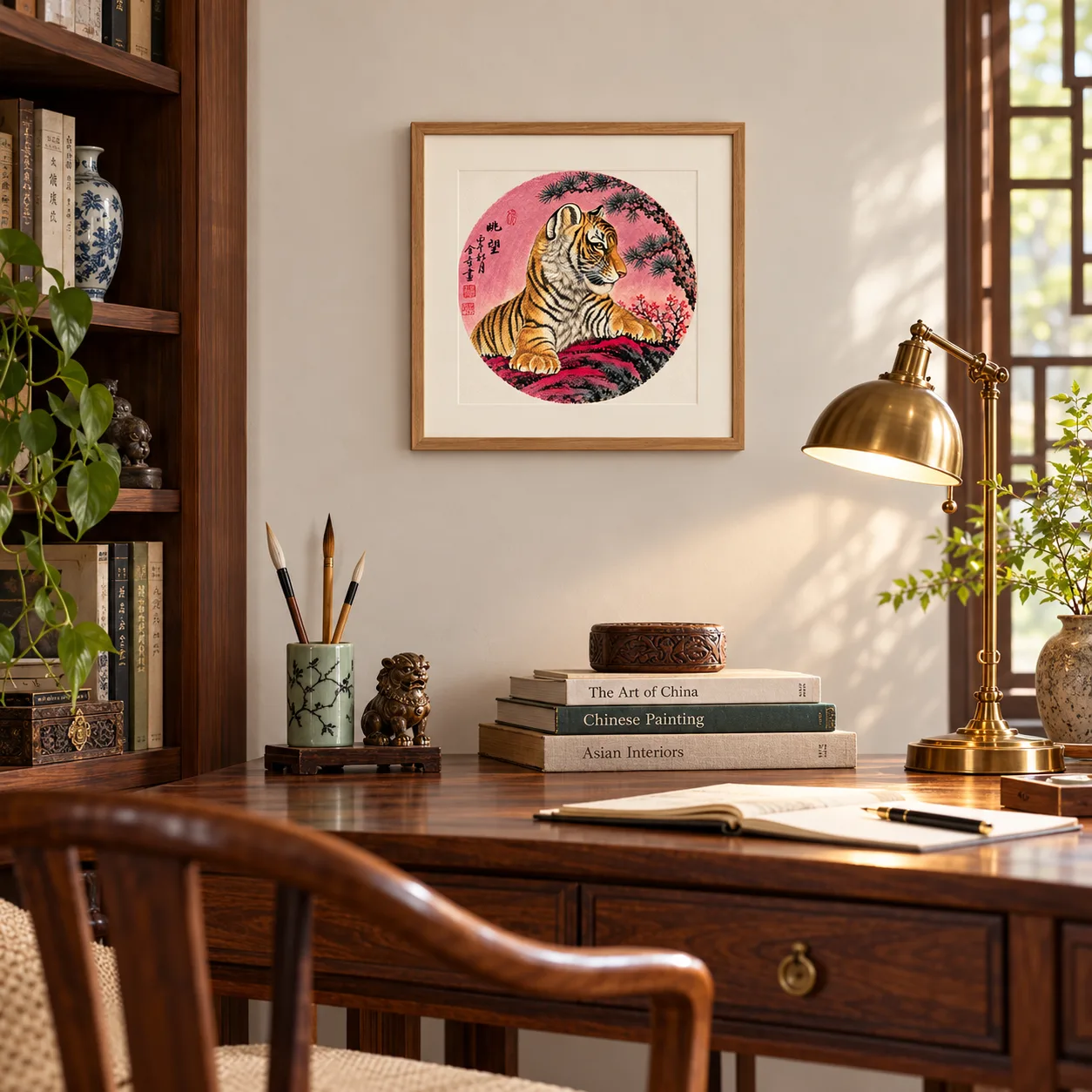 Tiger Gazing from a Crimson Rock | Chinese Painting tiger painting view 4