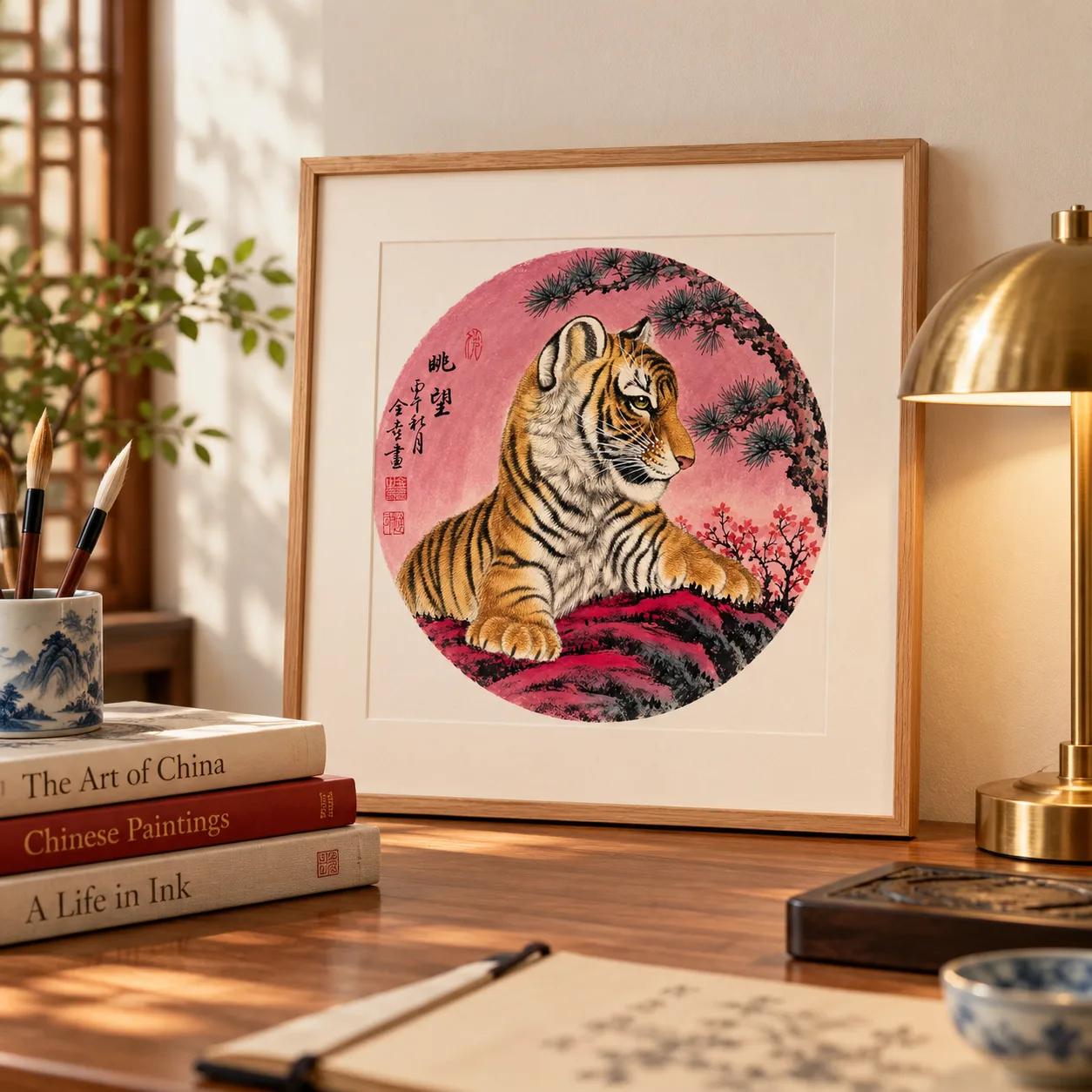 Tiger Gazing from a Crimson Rock | Chinese Painting tiger painting view 5