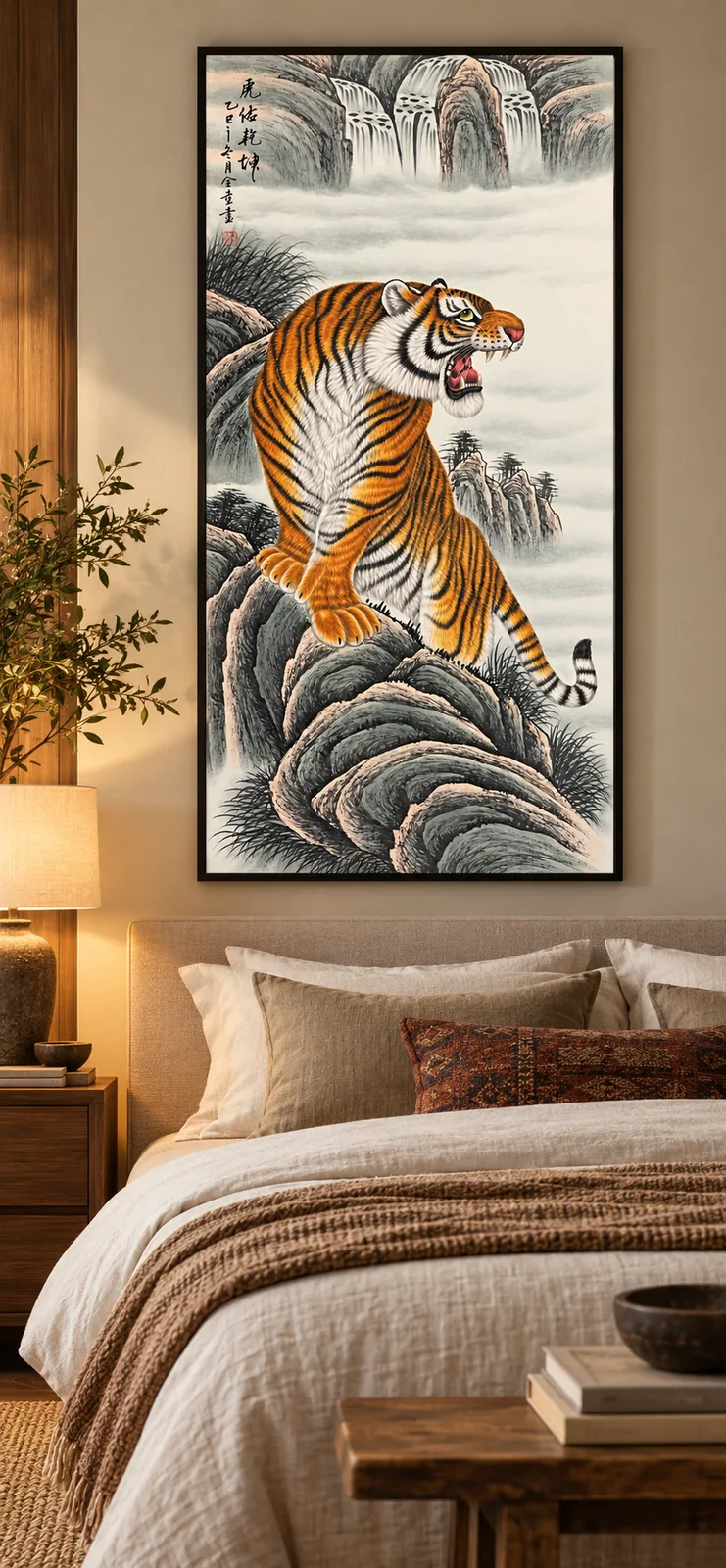 Tiger Guardian of Heaven and Earth | Waterfall Mountain Tiger Painting tiger painting view 5