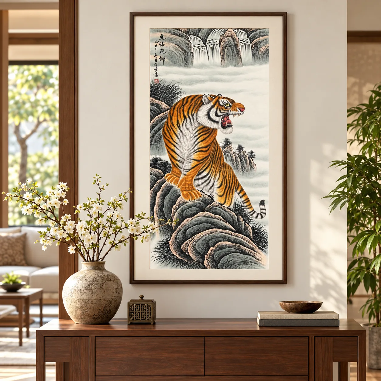 Tiger Guardian of Heaven and Earth | Waterfall Mountain Tiger Painting tiger painting view 10