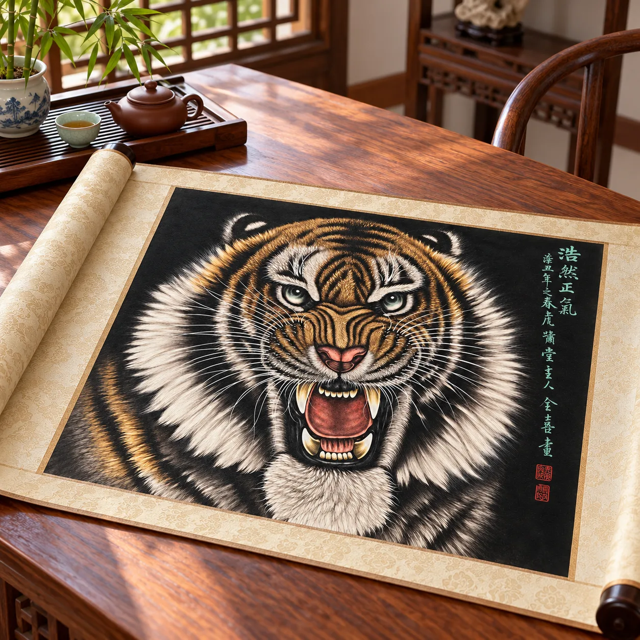 Tiger Head of Noble Spirit | Frontal Chinese Tiger Portrait tiger painting view 6