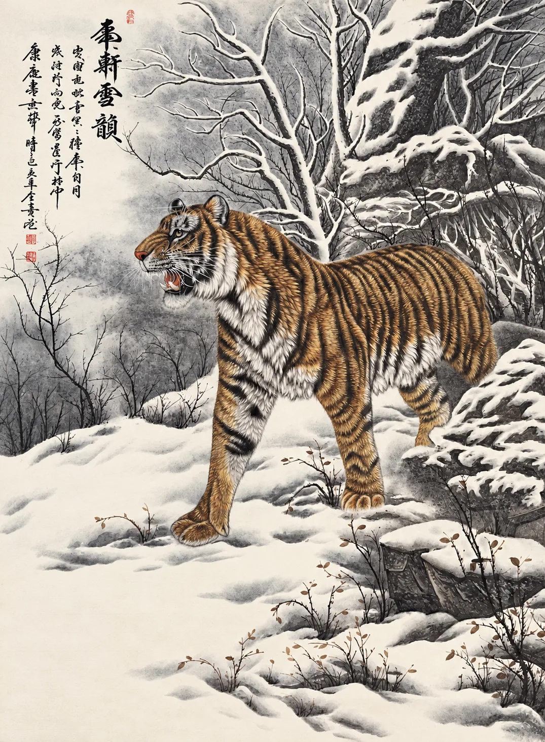 Tiger in the Snowy Wood | Chinese Winter Painting