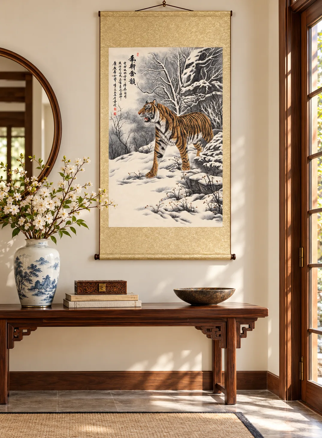 Tiger in the Snowy Wood | Chinese Winter Painting tiger painting view 3