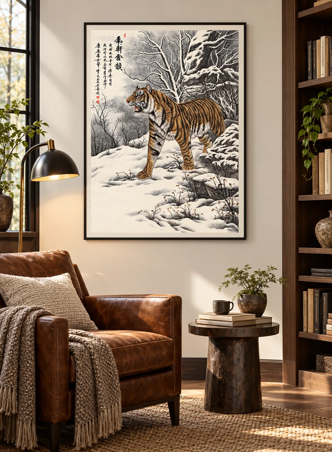 Tiger in the Snowy Wood | Chinese Winter Painting tiger painting view 4