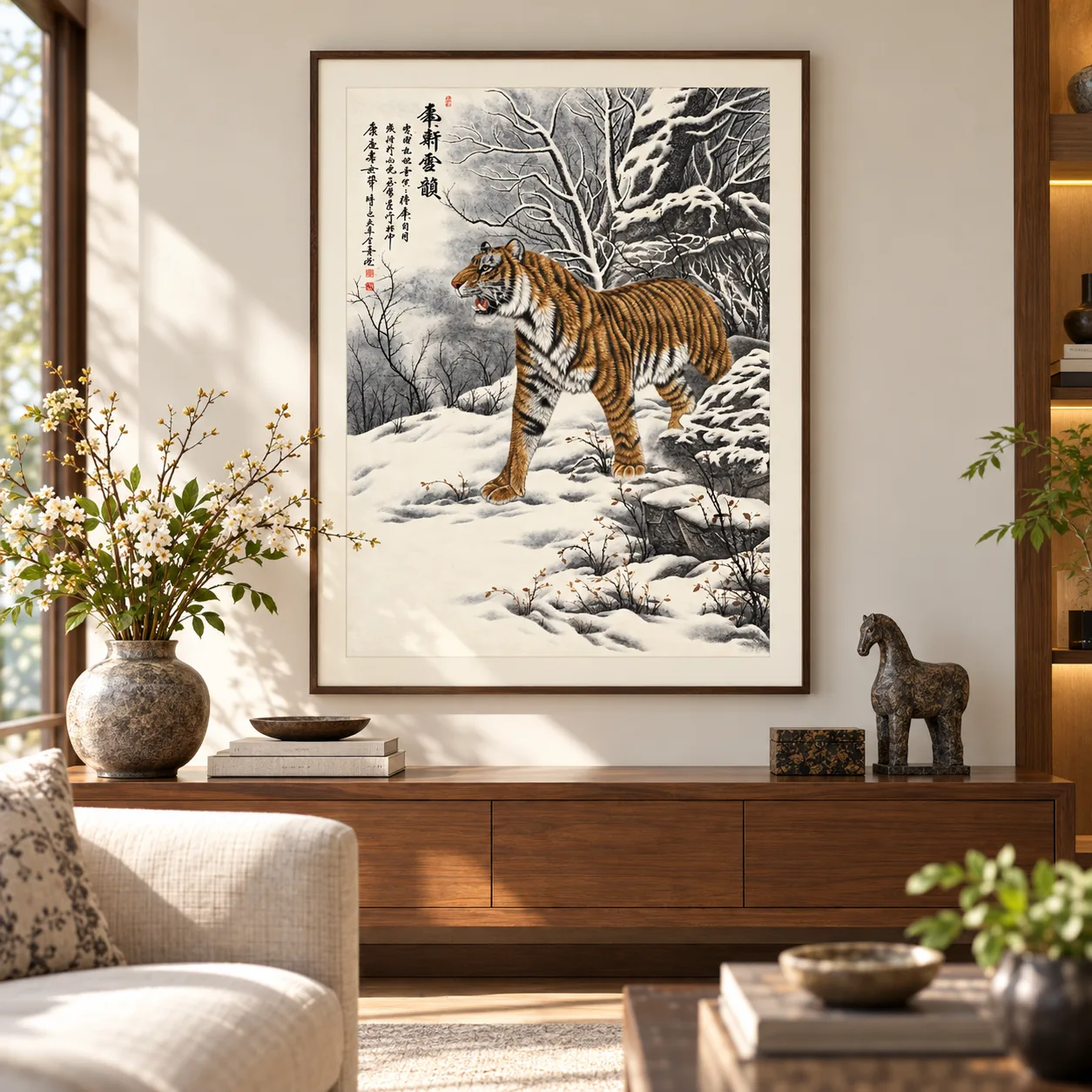 Tiger in the Snowy Wood | Chinese Winter Painting tiger painting view 10