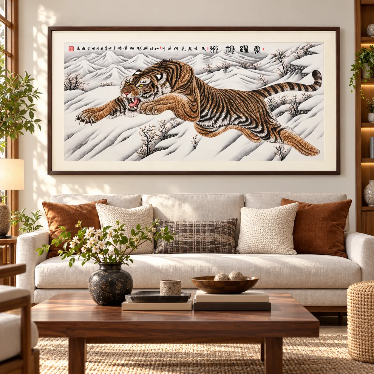 Tiger Leaping through Snow | Chinese Winter Painting tiger painting view 3