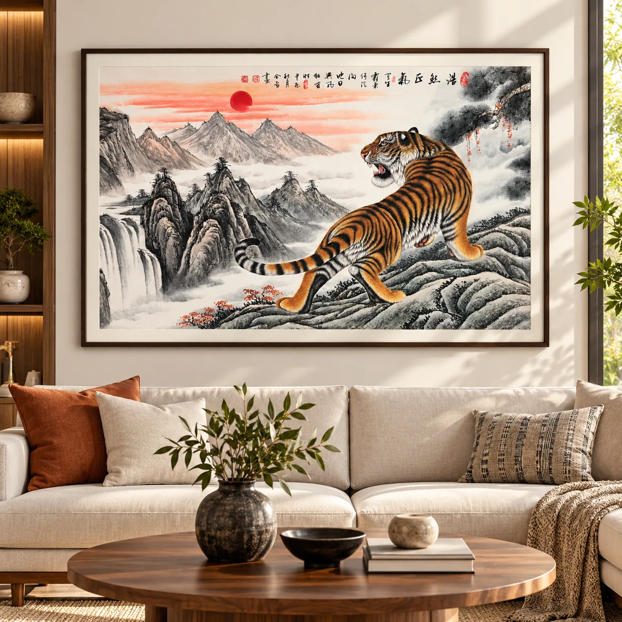 Tiger on the Sunrise Ridge | Chinese Landscape Painting tiger painting view 12