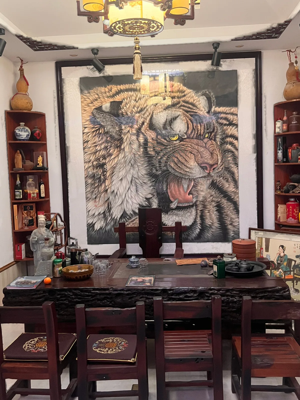 Tiger Raises the Wind | Over-the-Shoulder Roaring Tiger tiger painting view 2