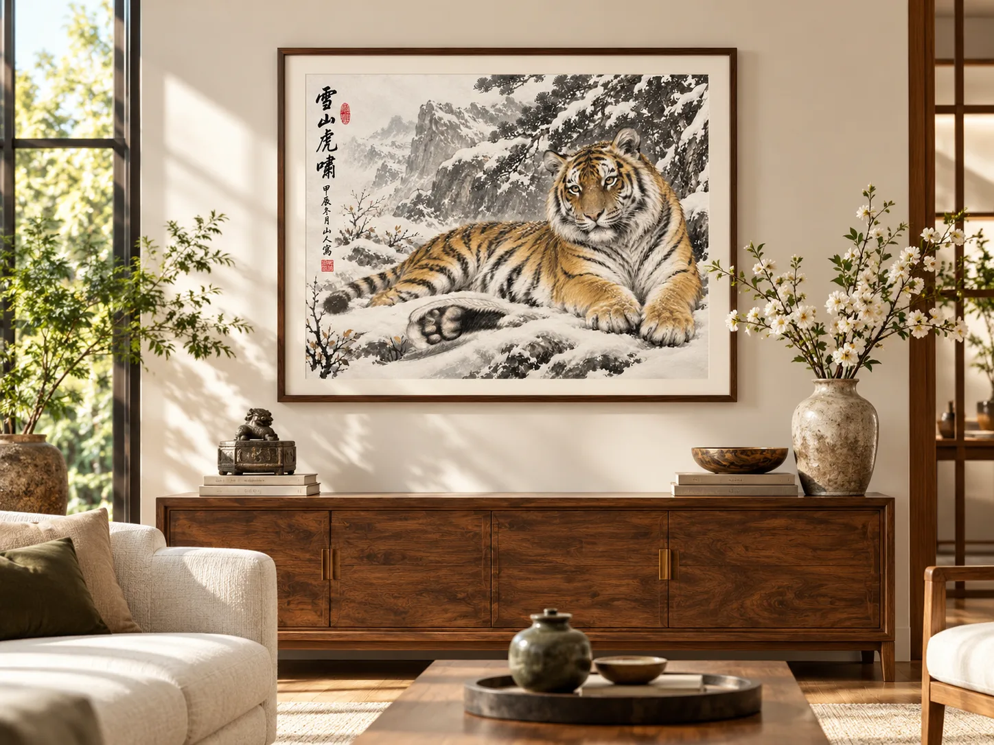 Tiger Resting in Snow | Snow Mountain Tiger Painting tiger painting view 2